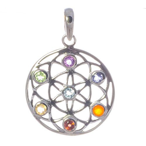 Chakra Anhänger Silberanhänger /'Stern/' 7 Edelsteine
