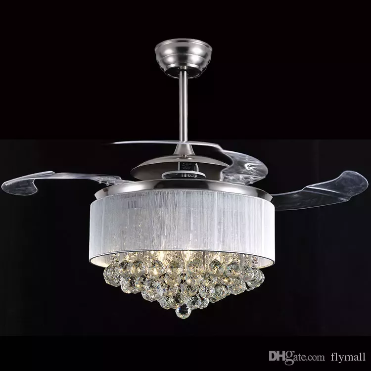 Rs Lighting 42 Inch Ceiling Fan European Crystal Retractable Ceiling Fan White Light Remote Control Ceiling Fan Chandelier Ceiling Fan Light Kit Chandelier Fan