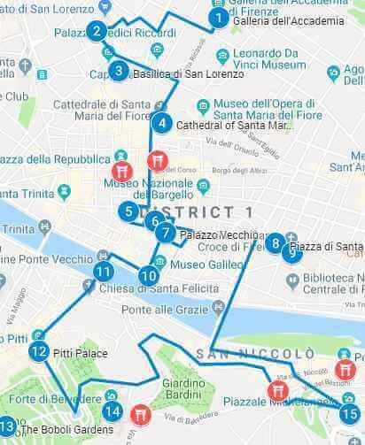 Use the map and attractions guide for the Florence Self Guided Walking Tour of the historic city center. Download the map, use offline or online Map Of Florence Italy, Visit Florence, Florence Travel, Florence Tourist Map, Florence City Map, Italy Travel Tips, Rome Travel, Italy Vacation, Vacation Trips