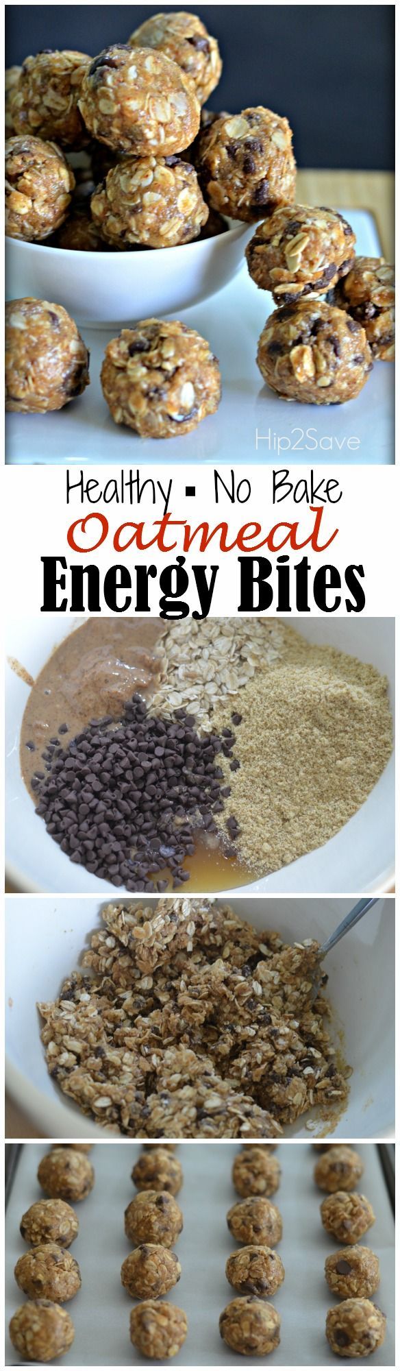 Oatmeal Energy Bites that is great when you're on the road or your kids need a healthy snack. ( An Easy No-Bake Snack). For more recipes, craft ideas, and coupons you can visit Hip2Save.com Think Food, Love Food, Healthy Baking, Healthy Treats, Easy Healthy, Healthy Bars, Easy Eat, Quick Easy, Breakfast Recipes