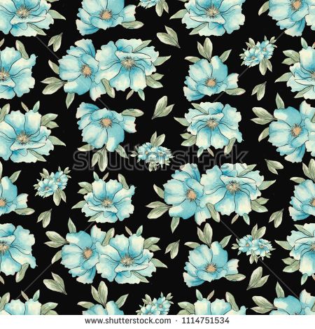 Watercolor blue flower pattern Blue Flowers, Flower Patterns, Watercolor, Illustration, Pen And Wash, Doodle Flowers, Watercolor Painting, Floral Patterns, Watercolour