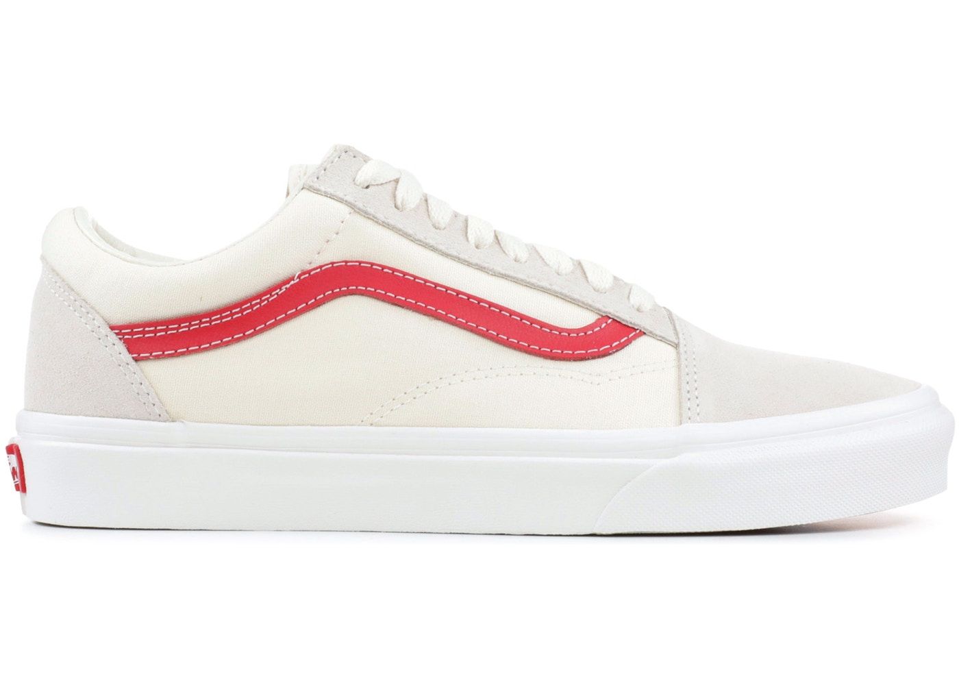 vans white old skool with red stripe