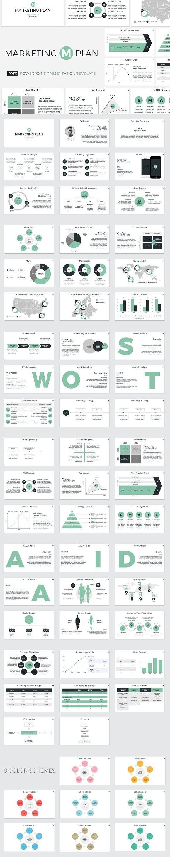 marketing plan powerpoint template pinterest presentation