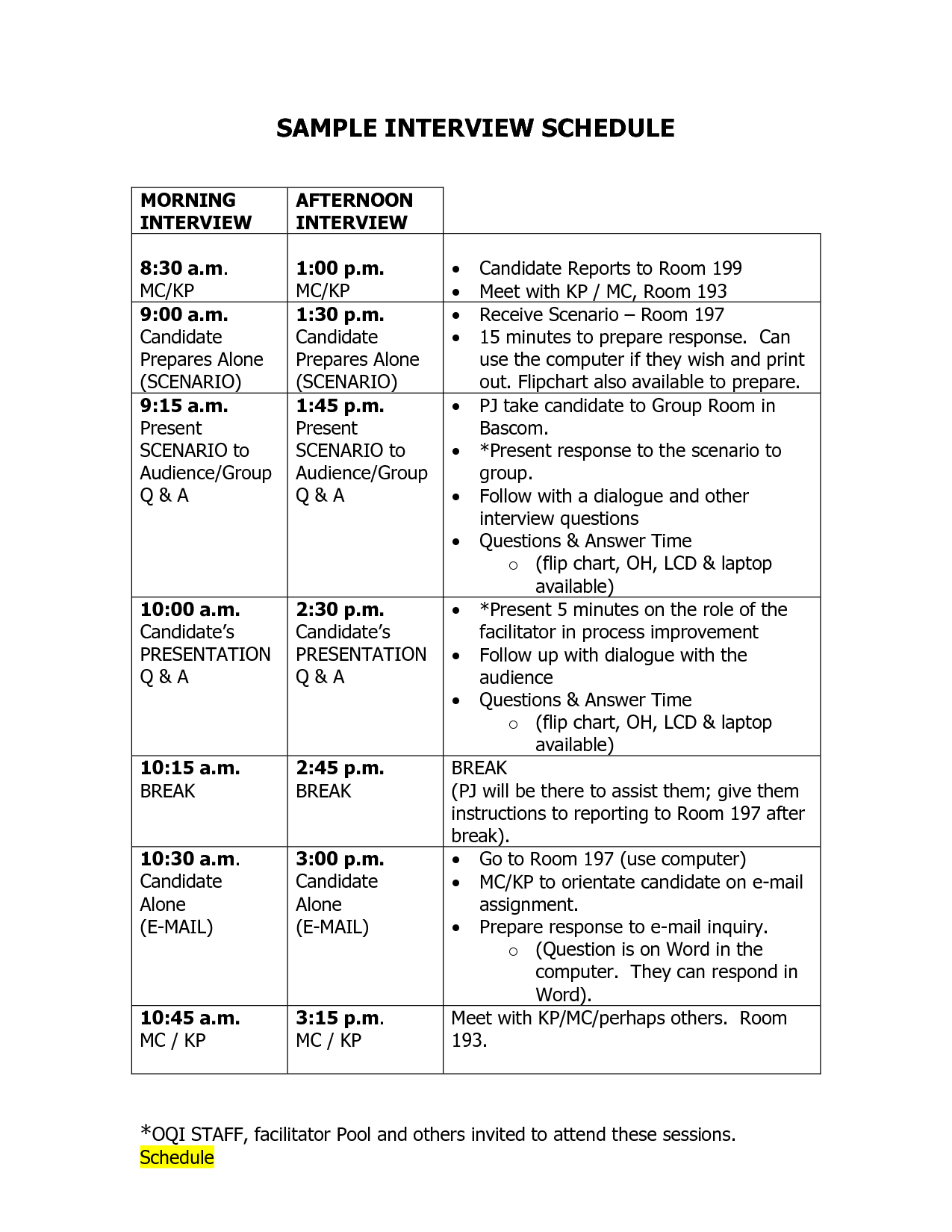 sample interview evaluation form wedding itinerary template
