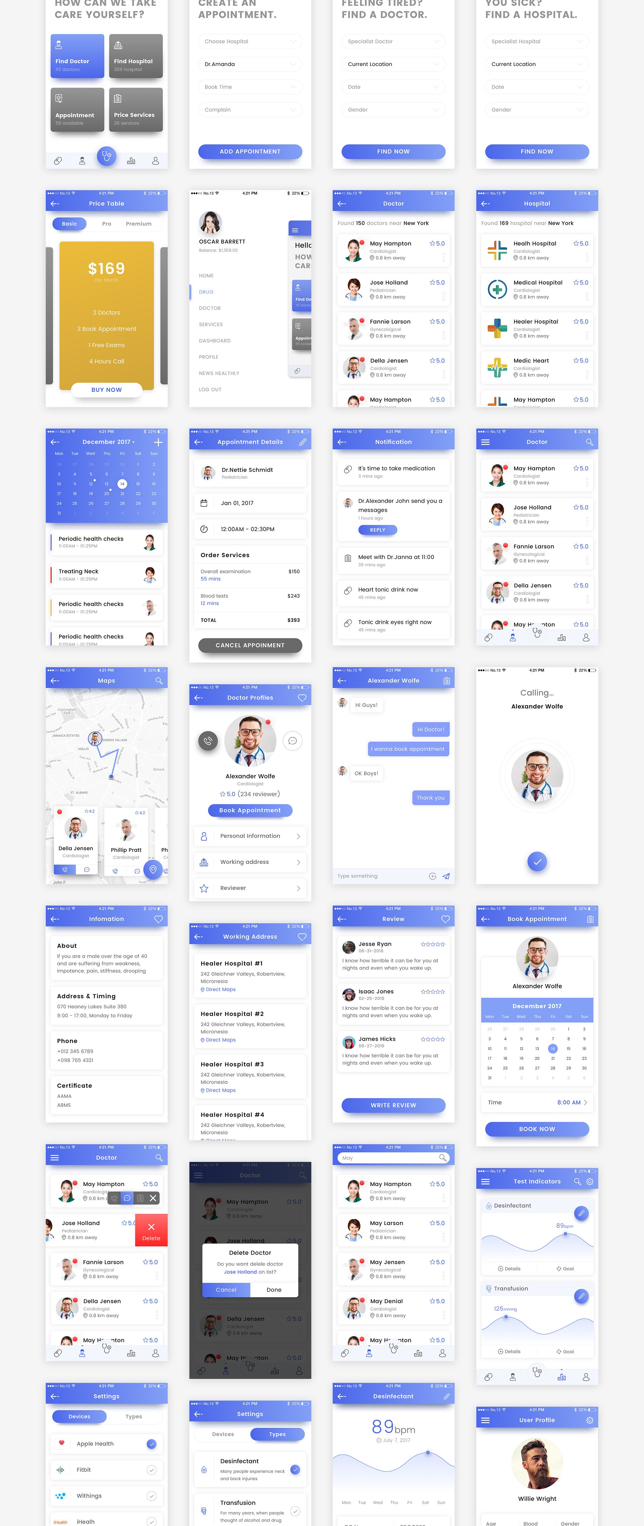 healer is a clean mobile ios ui kit perfect for health and doctor