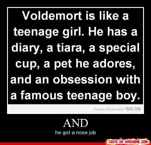Voldemort Is A Teenage Girl Haha Harry Potter Harry Potter Funny Pictures Harry Potter Pictures