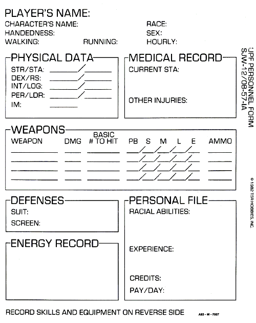 Part 2c Original Basic Character Sheet Star Frontiers Character Sheet Rpg Character Sheet Character Names