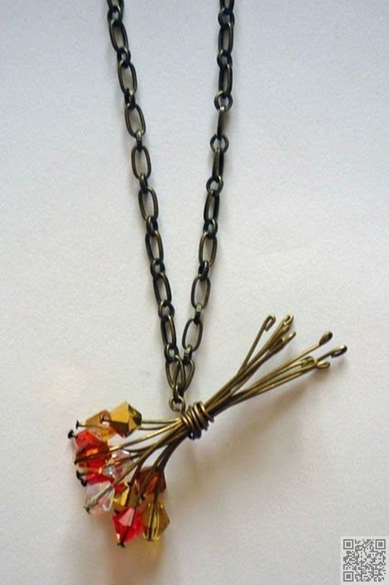 Flower Bouquet Necklace Tel Sarma Taki Kolyeler Kendin Yap Taki