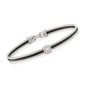 Classique Collection 3 Yellow Stainless Steel Cable Bracelet With 3 Square Pave Diamond Stations With Images Cable Bracelets Bracelets Gold Bangles