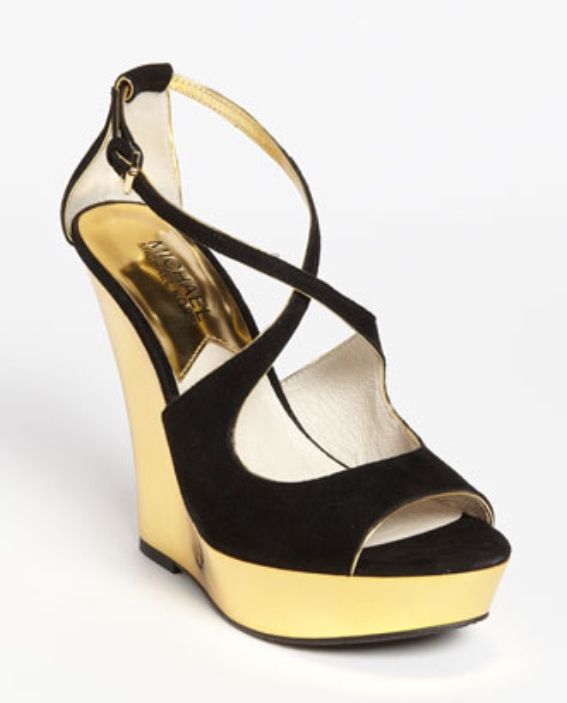 michael kors black and gold shoes