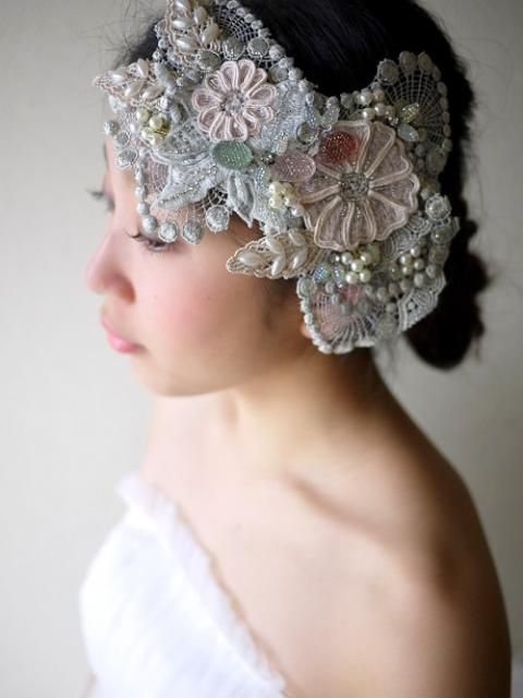 レースのゴージャスなヘッドドレス Cotton Tail ヘアジュエリー ブライダルヘッドピース ヘッドドレス レースのゴージャスなヘッドドレス Cotton Tail ヘアジュエリー ブライダルヘッドピース ヘッドドレス