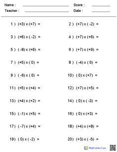 Integers Worksheets | Dynamically Created Integers Worksheets