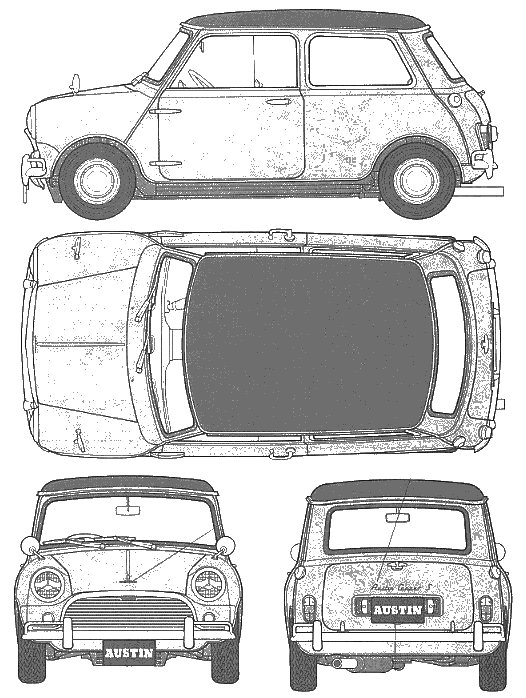Austin Mini Cooper 1275 Templates Views Oto Blueprint Car Mini