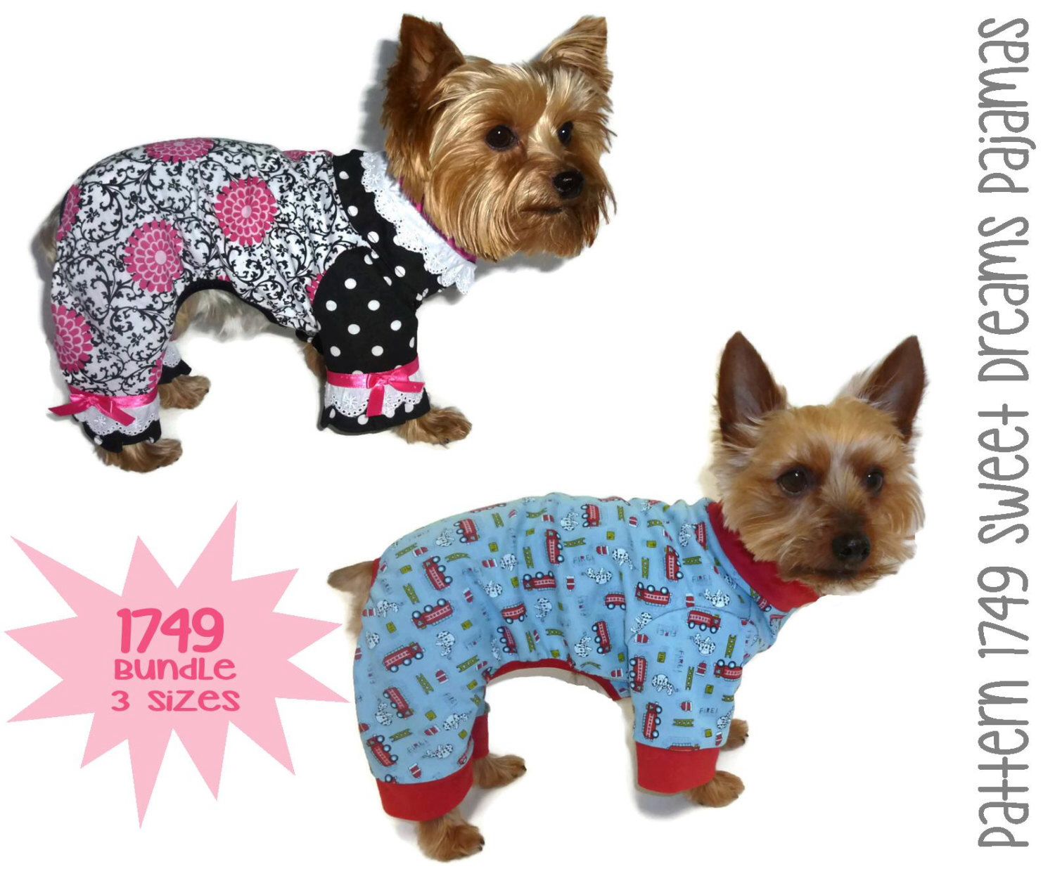 Bundle All Sizes Small Dog Pajamas Pajama Pattern Onesies Pajama Pattern Dog Onesies