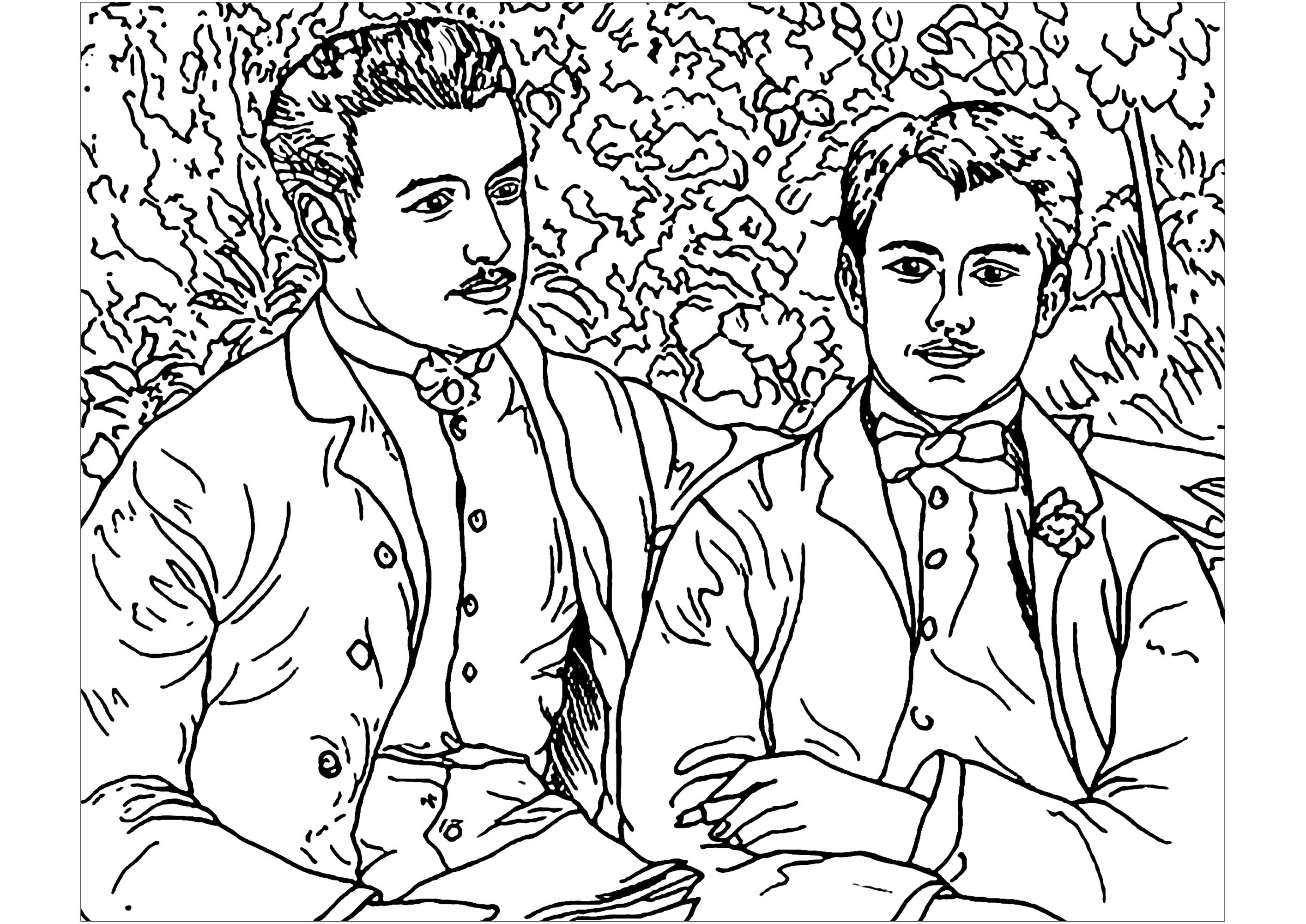 Coloring page inspired by a painting by Impressionist artist Claude