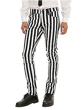 black and white vertical striped pants mens