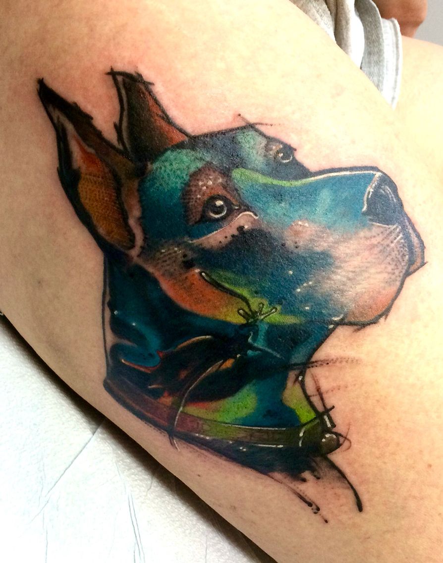 Watercolor Tattoo Of Athena Rip Great Dane Dog Tattoos Dog