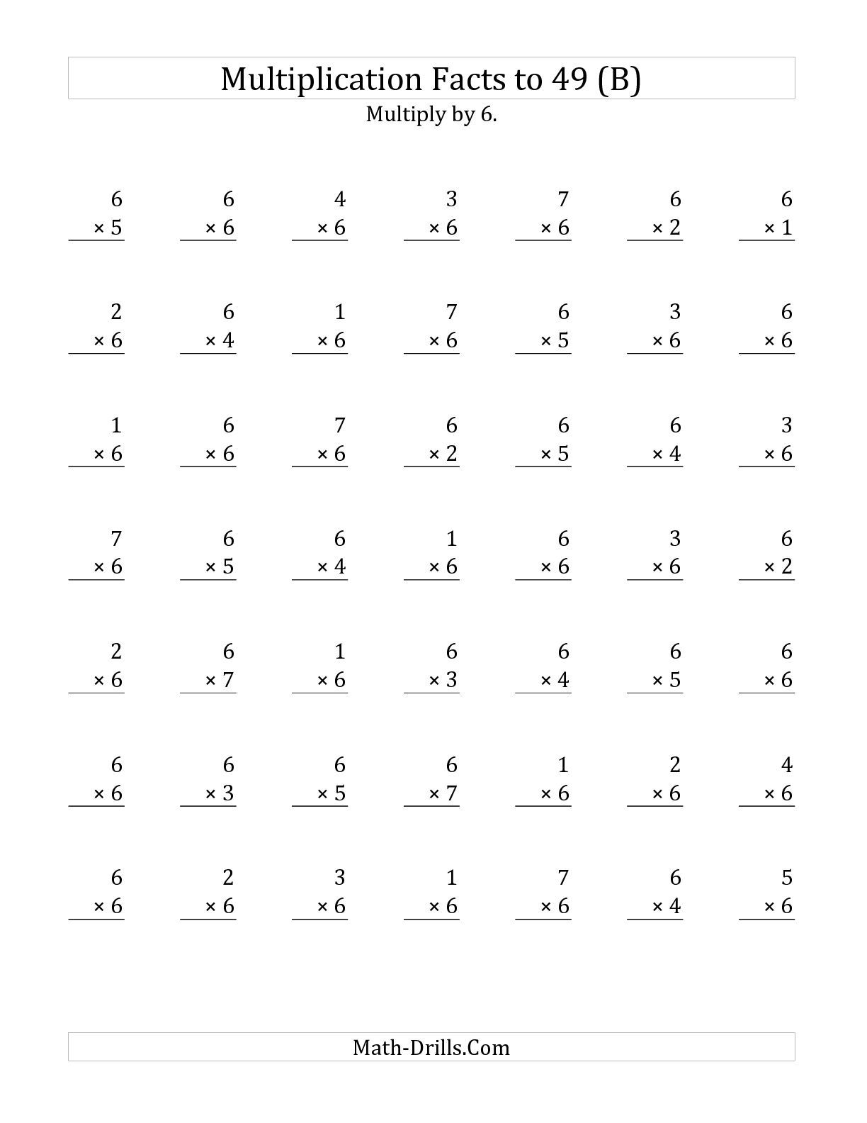 worksheet Multiplying With Zeros Worksheets the multiplication facts to 49 no zeros with target fact 6 b math worksheet