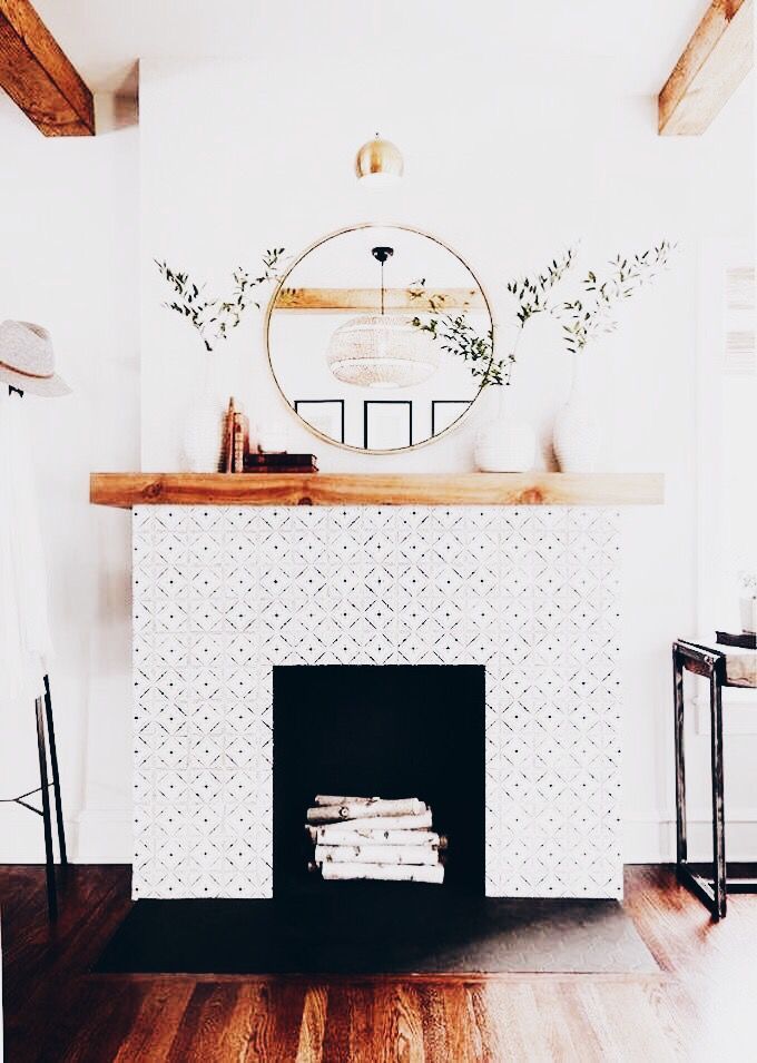 Metal Framed Round Wall Mirror #modernfireplaceideas