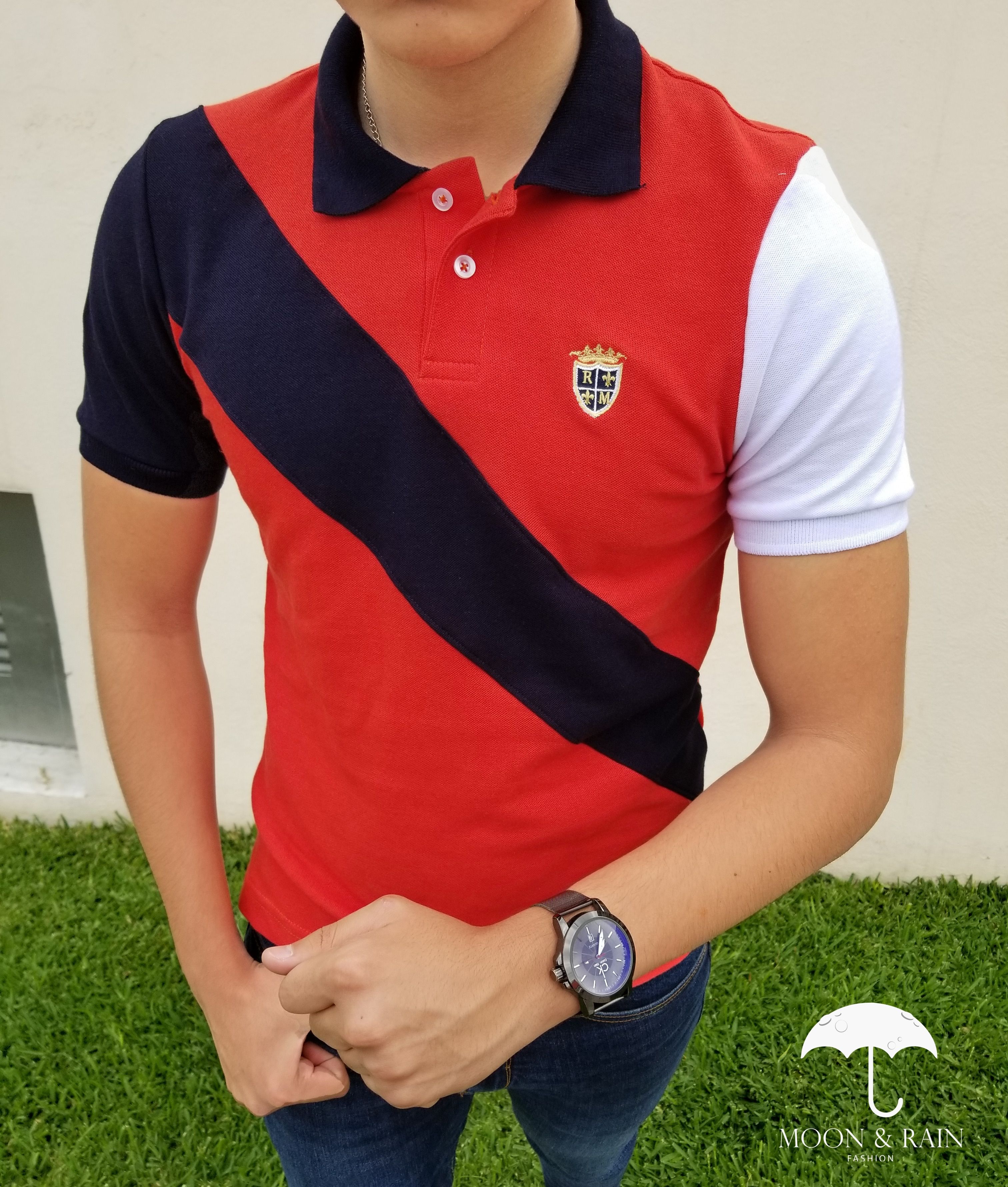 Baxboy señores cuello redondo slim fit camiseta polo Print t-shirt negro//blanco//rojo jp-1005