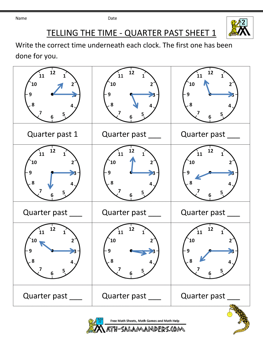 Worksheets Elapsed Time Worksheets 2nd grade math practice telling the time quarter past 1 gif 000 1