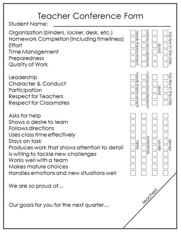 conference sheets for teachers
