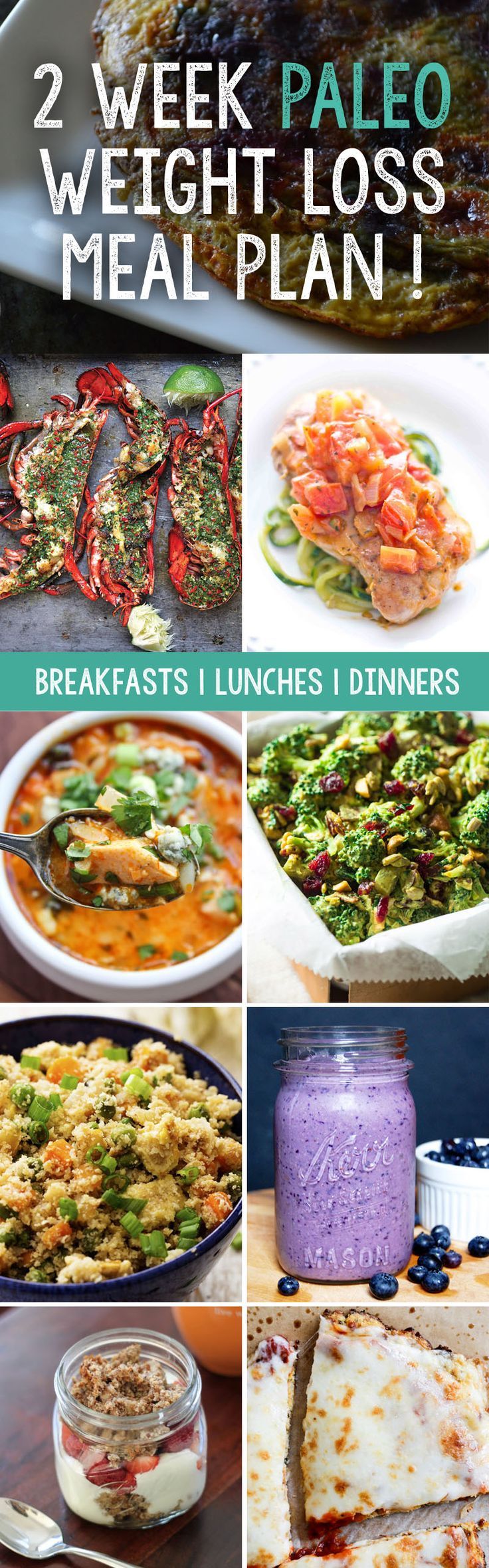 Here is a full Two Week Paleo Meal Plan full of delicious, healthy, natural meals and recipes to help you lose weight and get fit. Break