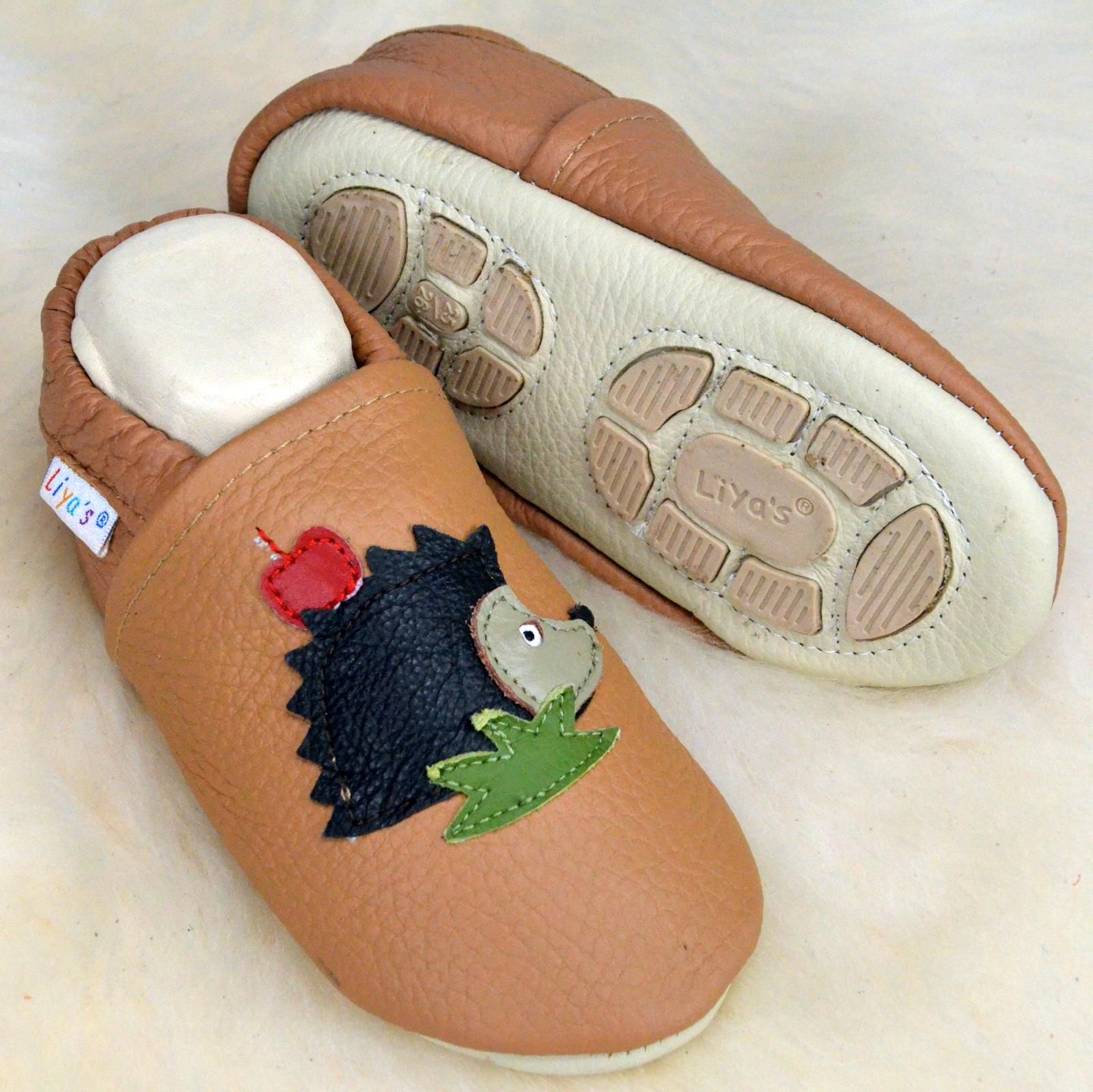 Liya/'s Krabbelschuhe Hausschuhe Lederpuschen Lauflernschuhe mit Gummieinsatz