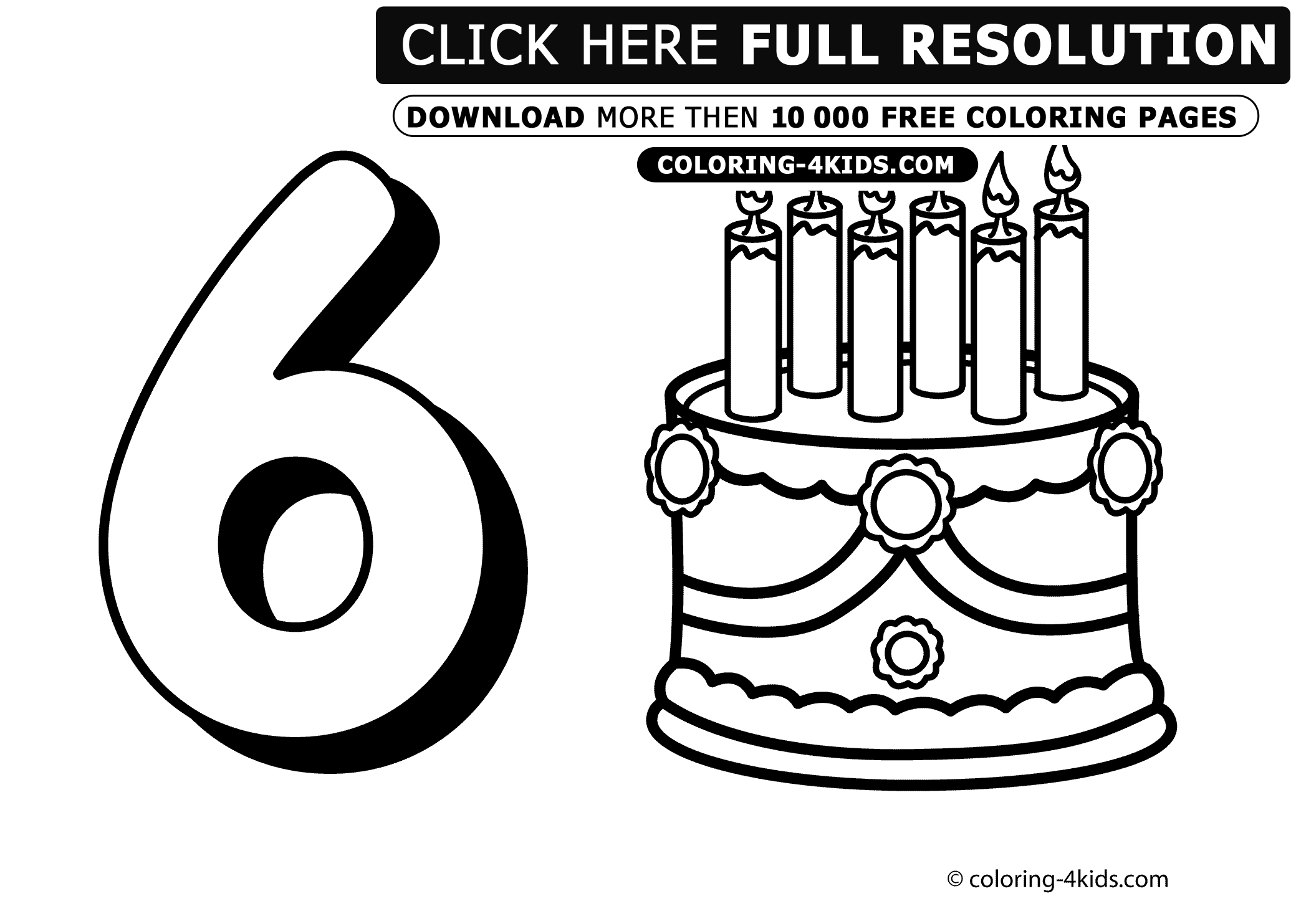 Awesome 6 Numbers Coloring Pages For Kids Printable Free Digits