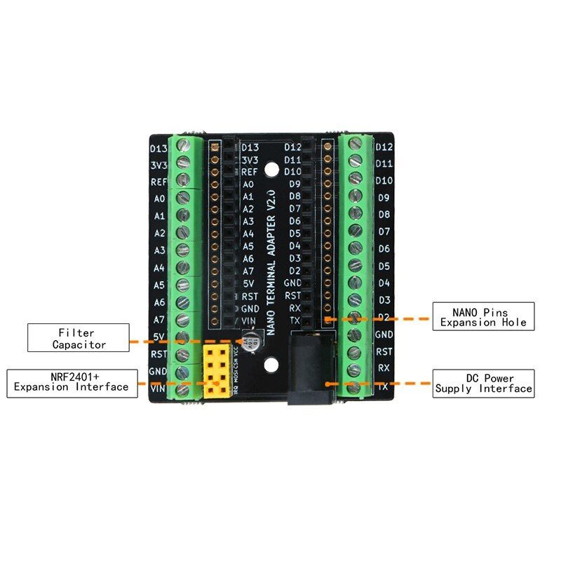Keywish Nano Terminal Expansion Adapter Board For Arduino Nano V3 0 Avr Atmega328p With Nrf2401 Expansion Interface Dc Power Keywish Nano Terminal Expans Keywish Nano Terminal Expansion Adapter Board For Arduino Nano V3 0 Avr Atmega328p With Nrf2401 Expansion Interface Dc Power Keywish Nano Terminal Expans