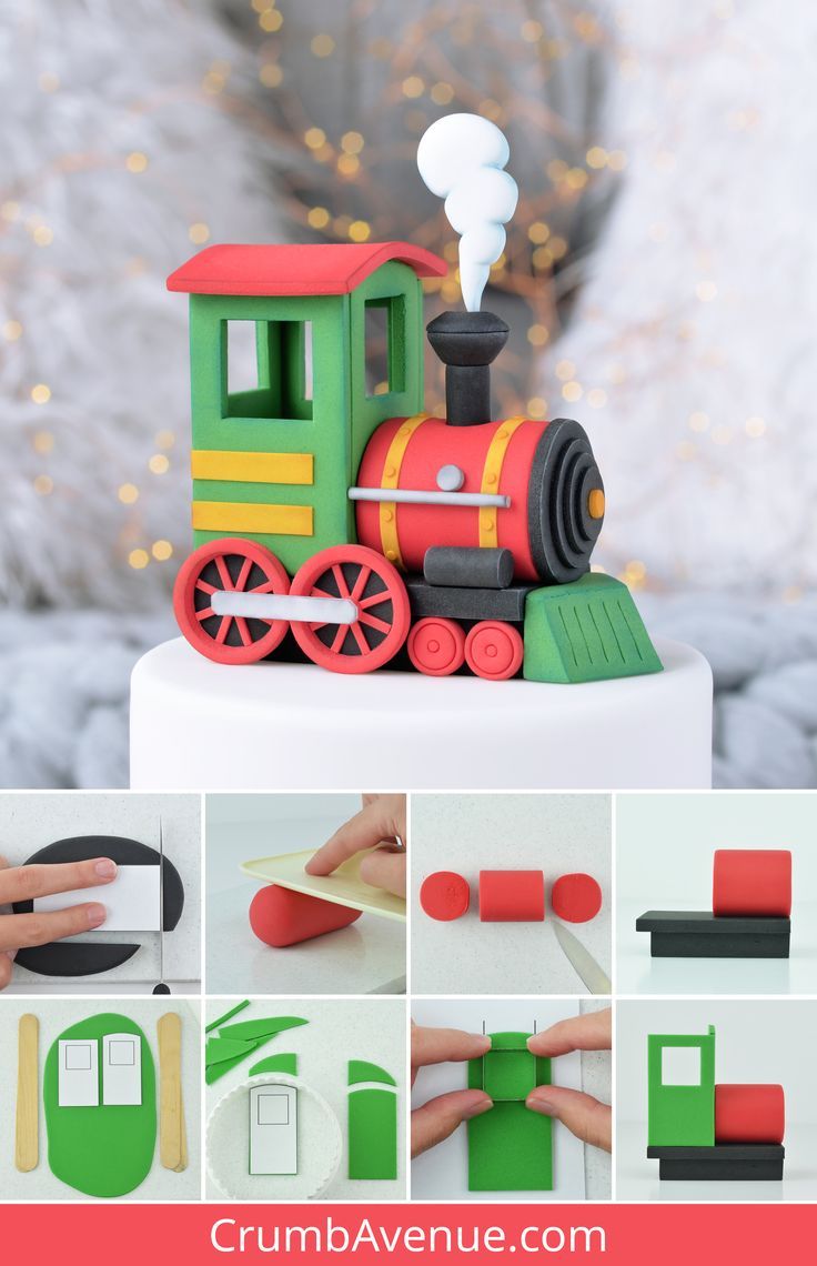 Train Cake Topper - Tutorial with Templates | Fondant cake toppers ...