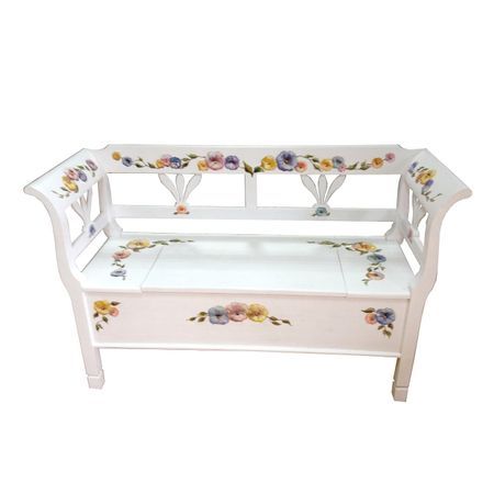 Bancheta alba cu anemone Anemone, Alba, Toddler Bed, Furniture, Home Decor, Child Bed, Decoration Home, Room Decor, Home Furnishings