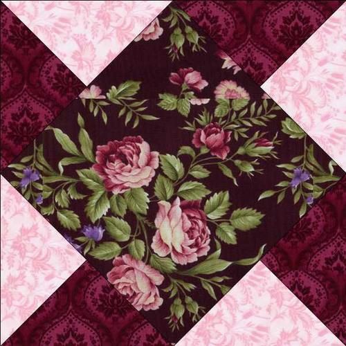 RJR Arabella Rose Pink Green Mauve Floral Shabby Pre-cut Quilt 4 Patch Block Kit