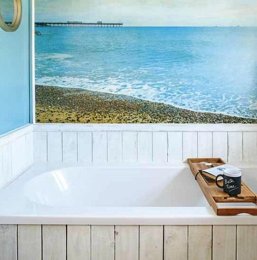 coastal wall treatment ideas for the bathroom | beach theme bathroom