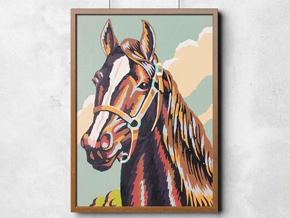 paint by number print multicolor horse paint by number vintage