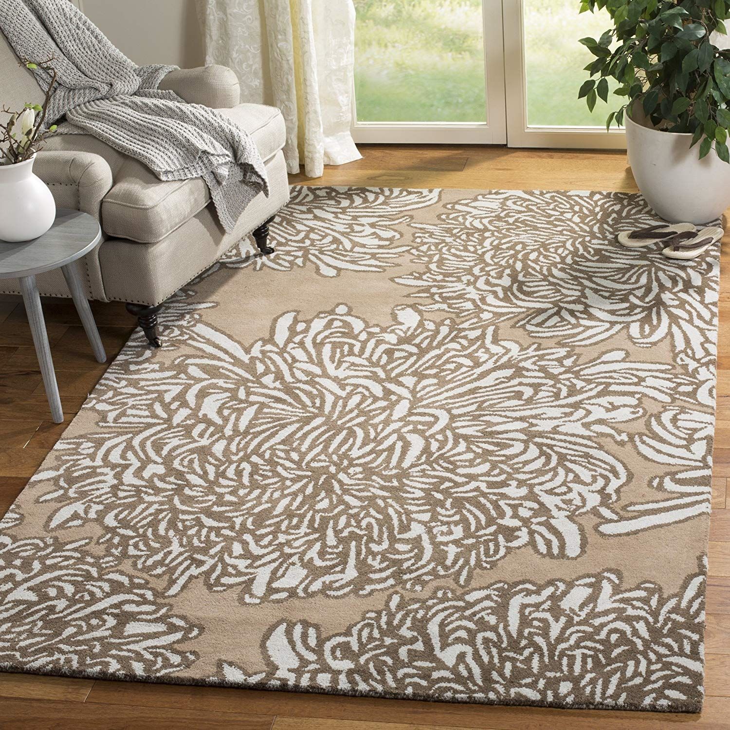 Safavieh Martha Stewart Series Msr4542g Handmade And Grey High Grade Wool Driftwood Area Rug 9 X 1 Floral Area Rugs Area Rugs Driftwood Furniture