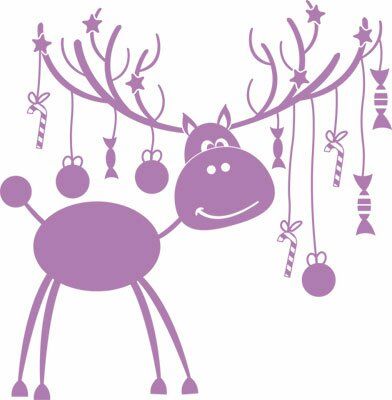 Die Saisontruhe Wandtattoo Weihnachten, Rentier, Sterne, Geweih, Bonbons, Kugel