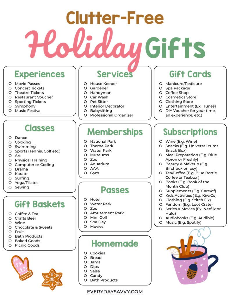 Huge list of Clutter free gift ideas Christmas Prep, Easy Christmas Gifts, Christmas Stocking Stuffers, All Things Christmas, Christmas Cheer, Holiday Gifts, Christmas Holidays, Christmas Gift Parents, Christmas Wish List