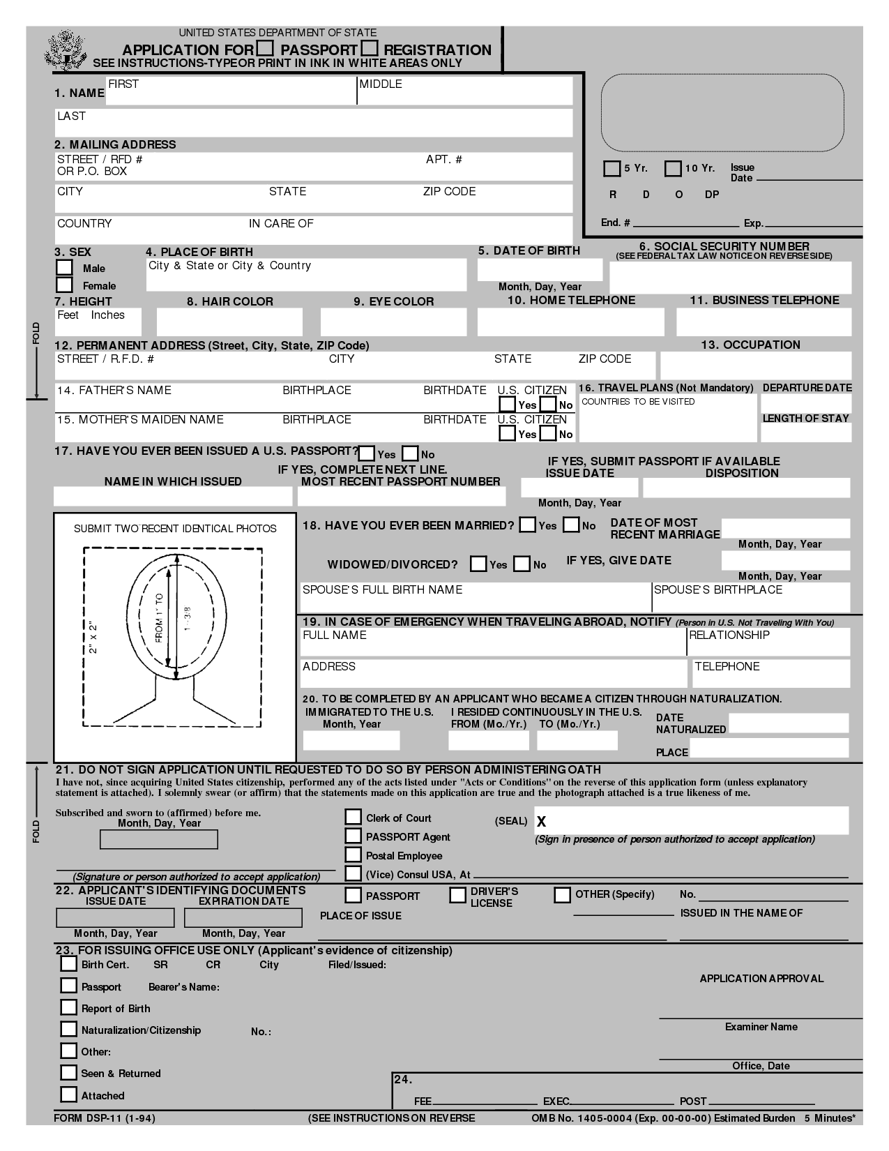 free printable passport application form passport application ds 82 form printable