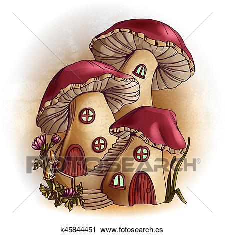 Hongo Casas Cuento De Hadas Ilustración Clipart K45844451 Arte De Seta Arte De Hadas Casa De Setas