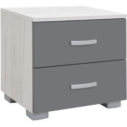 Schlafzimmer Komplett - Set B Lepe, 6-teilig, teilmassiv, Farbe: Eiche Weiß / Anthrazit / Weiß Easy