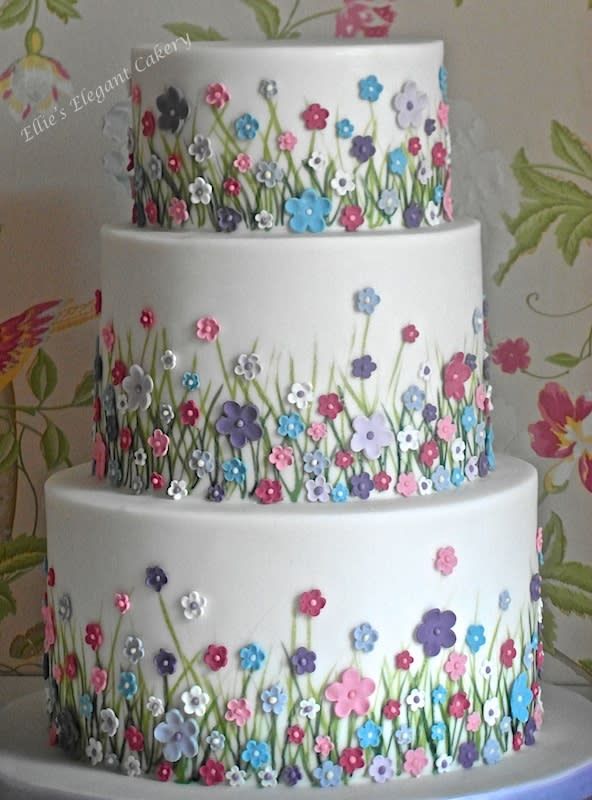 Simple and elegant with lots of colourful meadow flowers. Originally