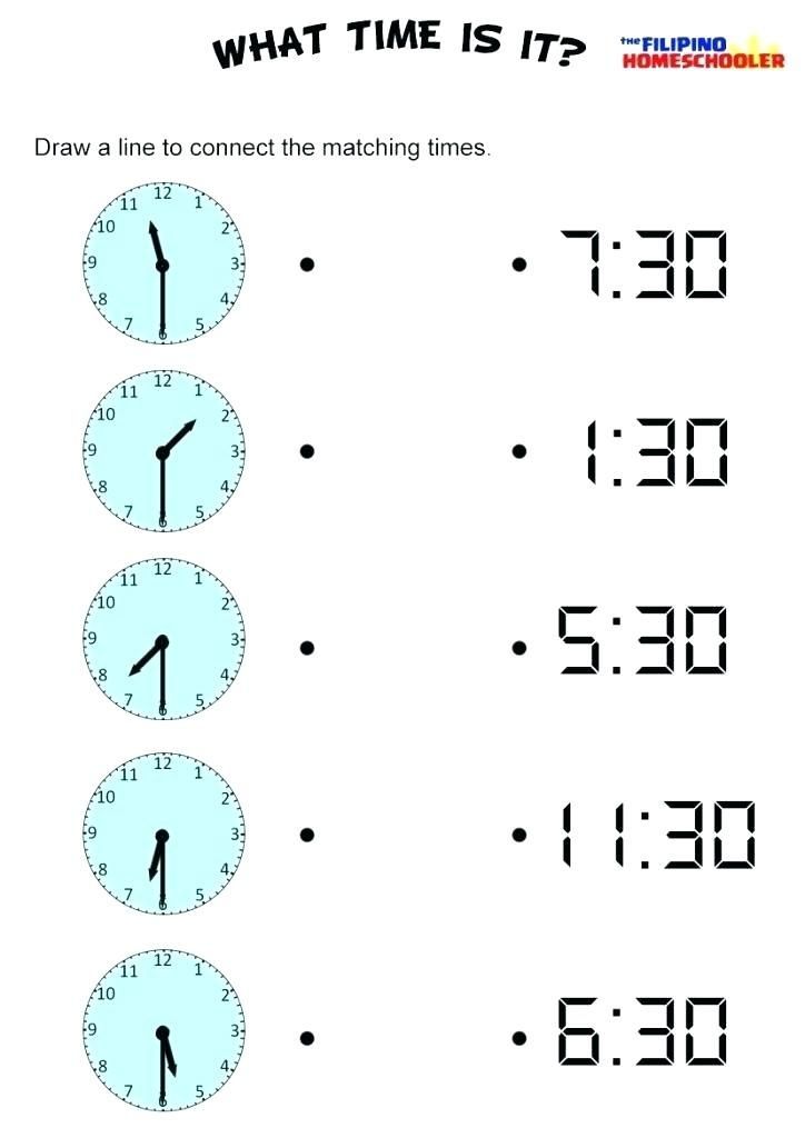beginner time worksheets for kindergarten