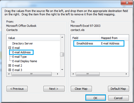 how to import contacts into outlook 2010 from excel