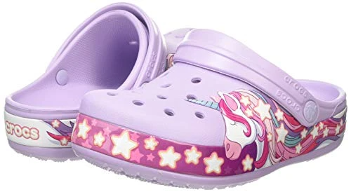 Crocs Kids Funlab Unicorn Band Clog Lavender Purple Crocs Strap Heels Clogs