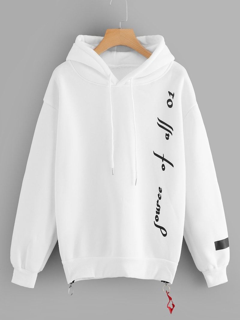 Thư In Zip Ben Day Keo Hoodiefor Phụ Nữ Romwe Svetsortler Kapusonlu Sweatshirt Genc Elbiseleri