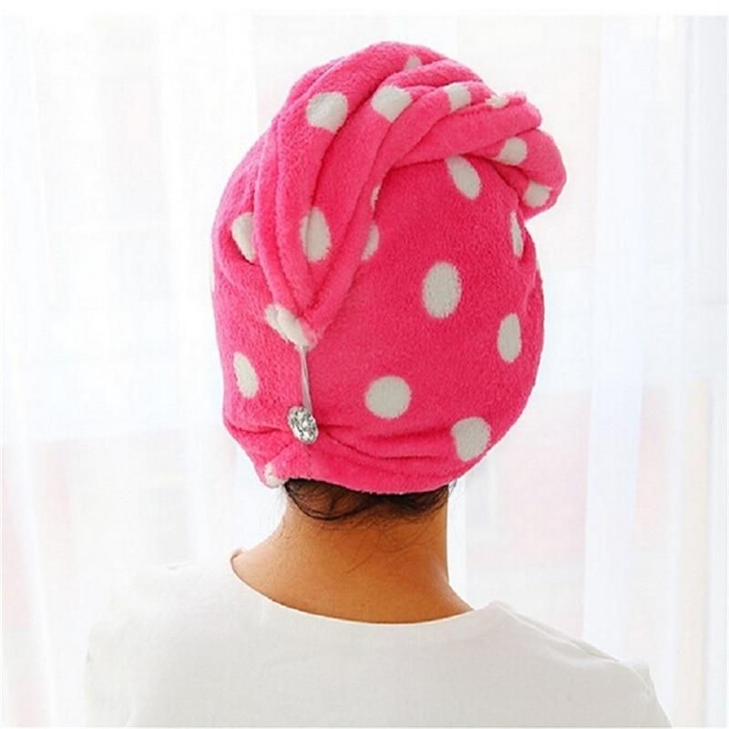 Soft Coral Fleece Quick Dry Towel Turban Twist Hair Head Wrap Loop Hat Bath Cap