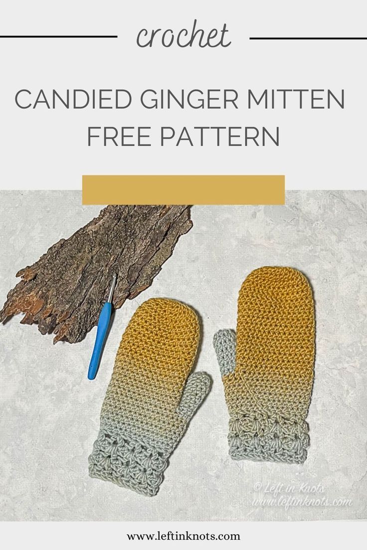 Crochet the Candied Ginger Mittens with gold and ice blue Lion Brand Scarfie yarn and you will have the perfect warm mittens for fall and winter! Keep reading for the free crochet pattern. Crochet Mittens Pattern, Christmas Crochet Patterns Free, Crochet Gloves, Crochet Scarves, Crochet Sweaters, Scarfie Yarn, Diy Crochet Projects, Crochet Ideas, Crochet Basics