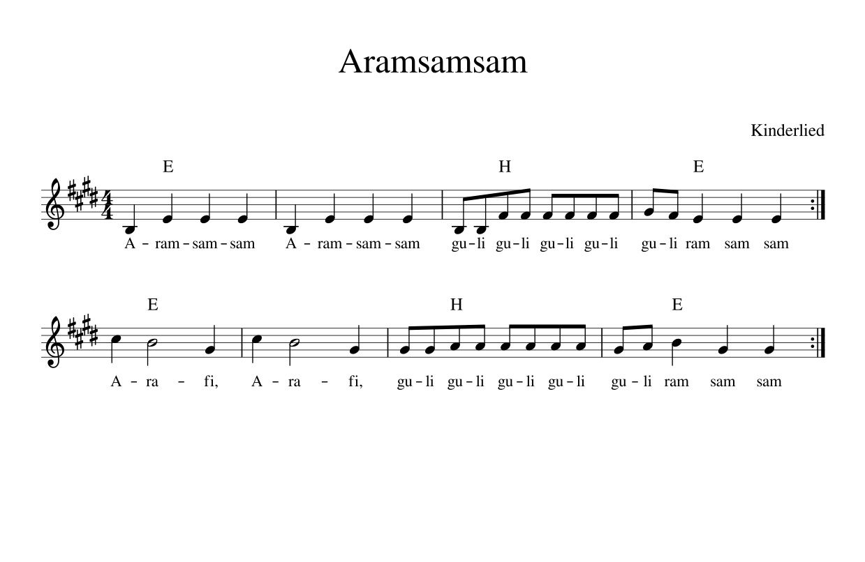 Noten Text Aramsamsam Aramsamsam - ist ein Kinderlied und Bewegungslied