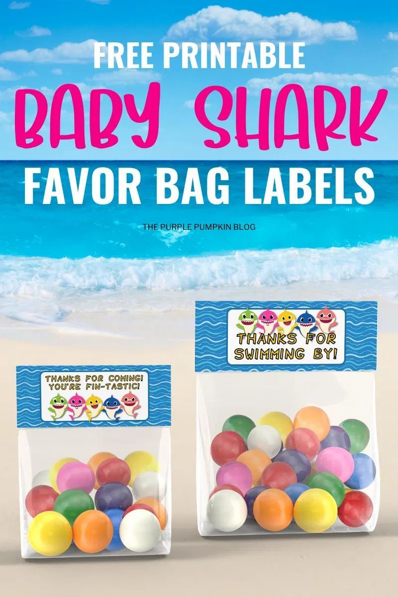 Baby Shark Favor Bag Labels in 2020 Awesome party favors